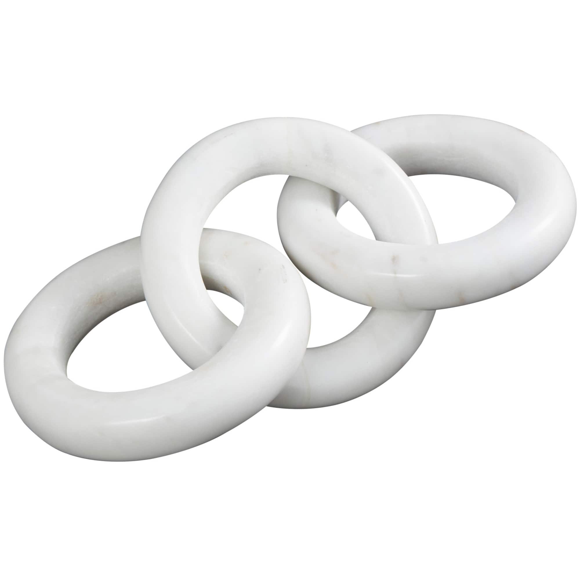 10" White Marble 3 Link Chain Sculpture Décor